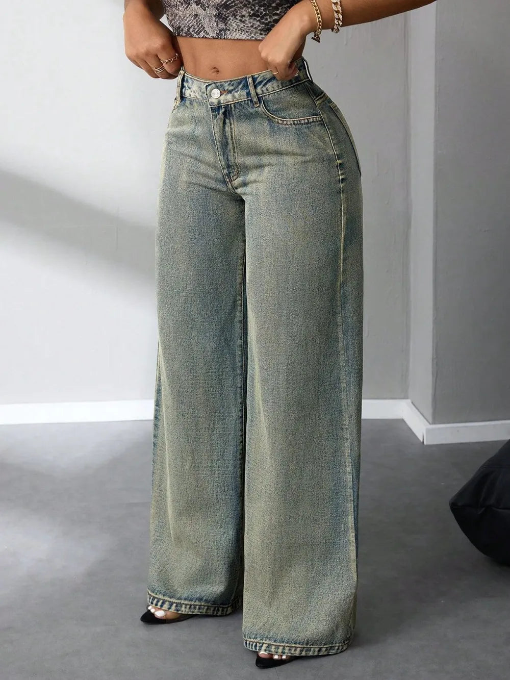 Jeans de Pierna Ancha Tiro Alto para Mujer | Lise&tte
