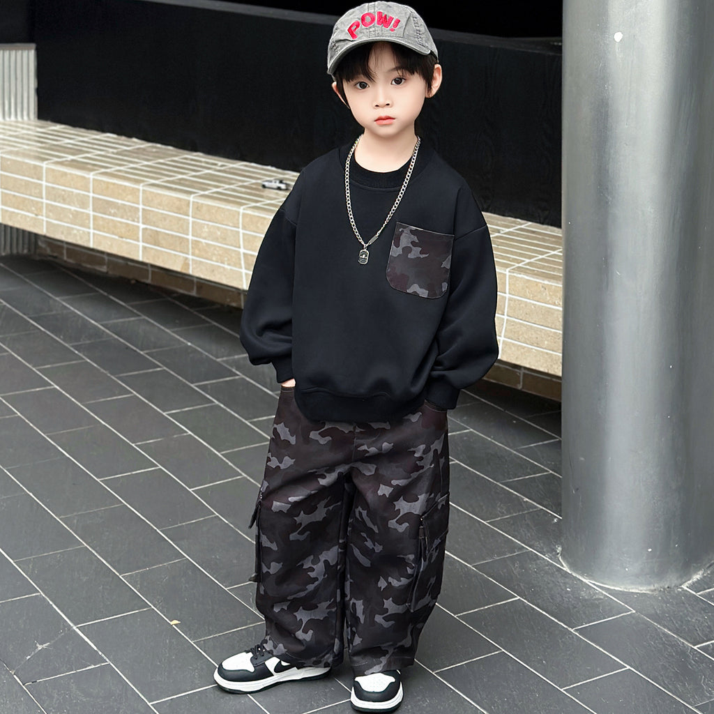 Boys Autumn Camouflage Hoodie and Pants 2-Piece Set