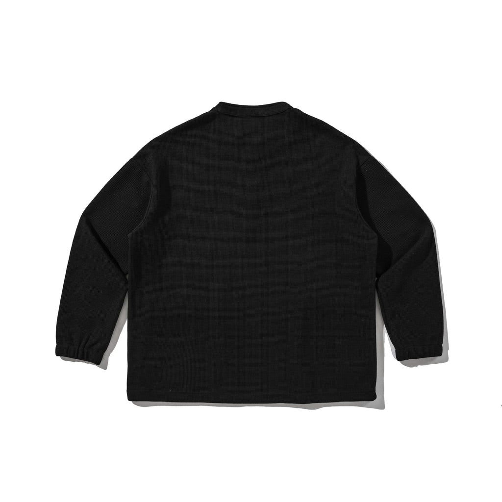 Hoodie Oversize Casual de Punto Waffle con Cuello Henley – Unisex