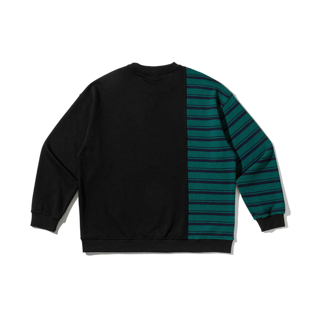 Sudadera con Capucha Oversize – Bloques de Color, Rayas y Bordado de Letras