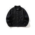 Chaqueta de Jean Negro para Hombre – Estilo Urbano con Detalles Remachados