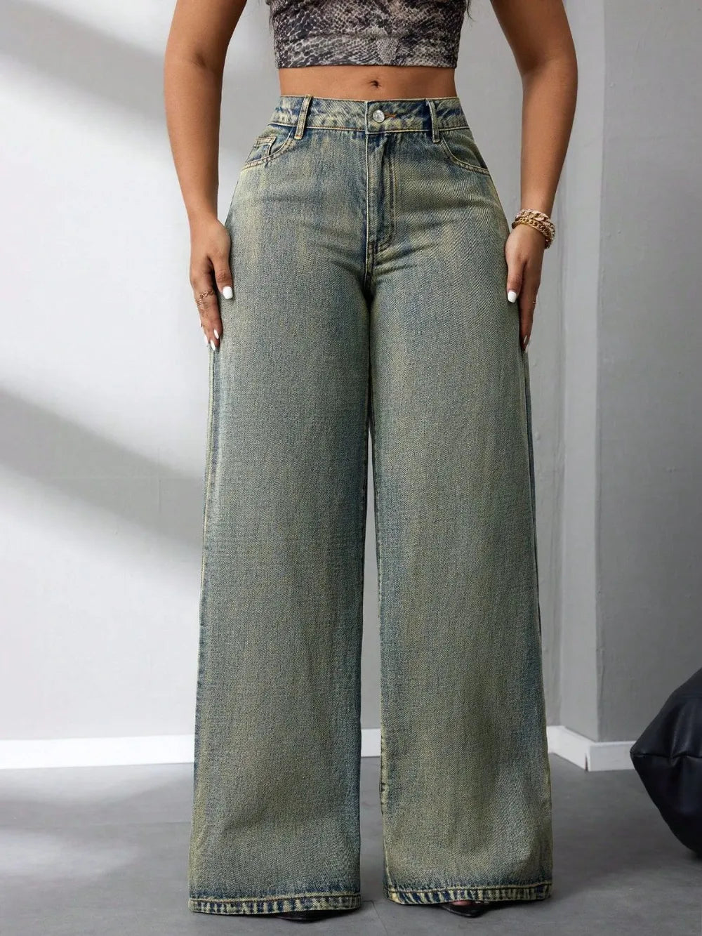 Jeans de Pierna Ancha Tiro Alto para Mujer | Lise&tte