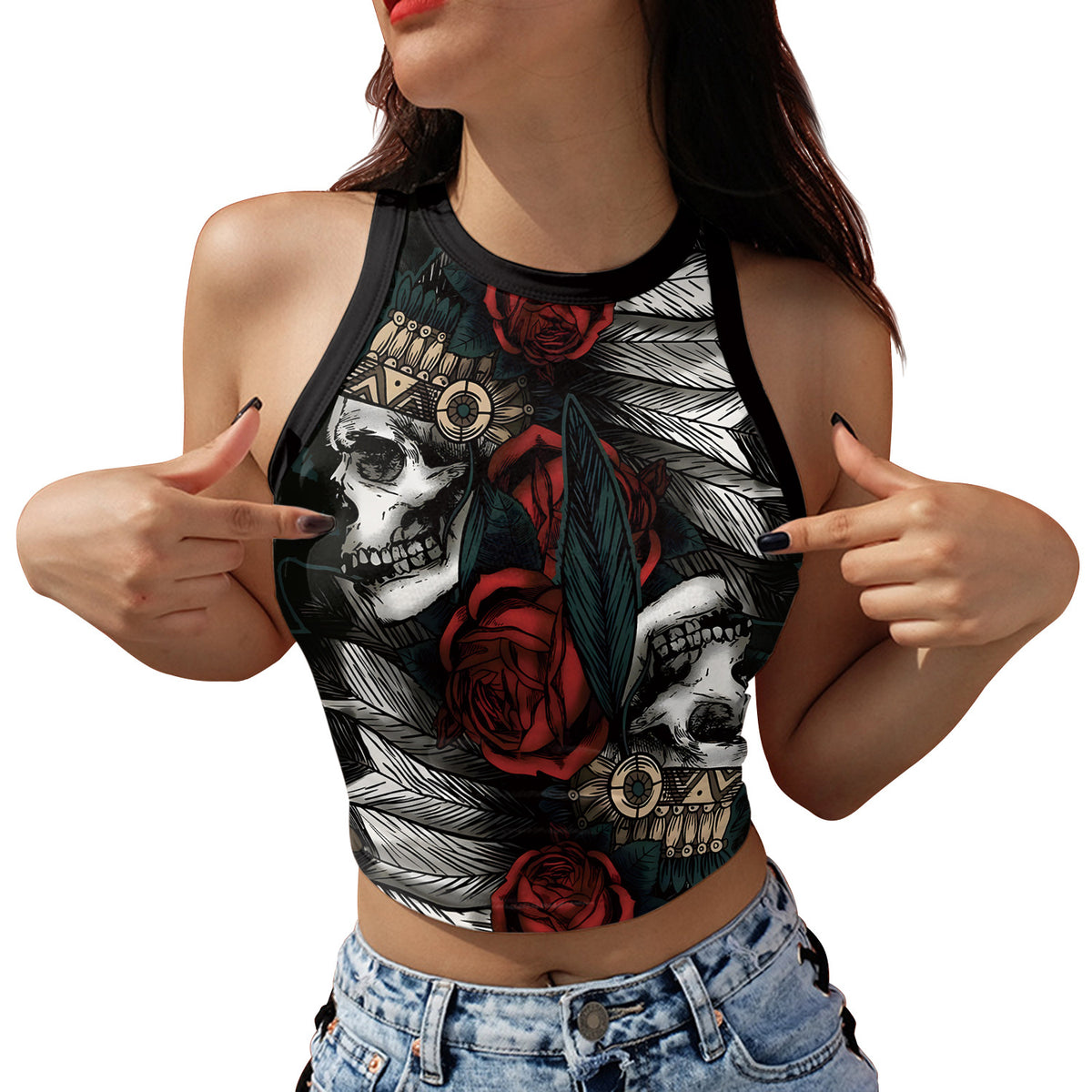 Top Corto con Estampado Digital de Calavera – Verano