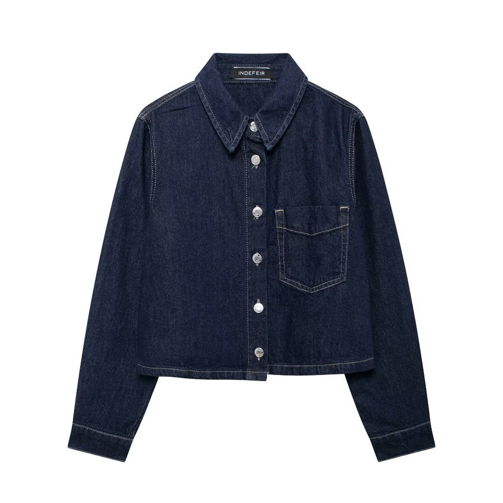 Fashionable temperament French fashion washed blue denim suit
