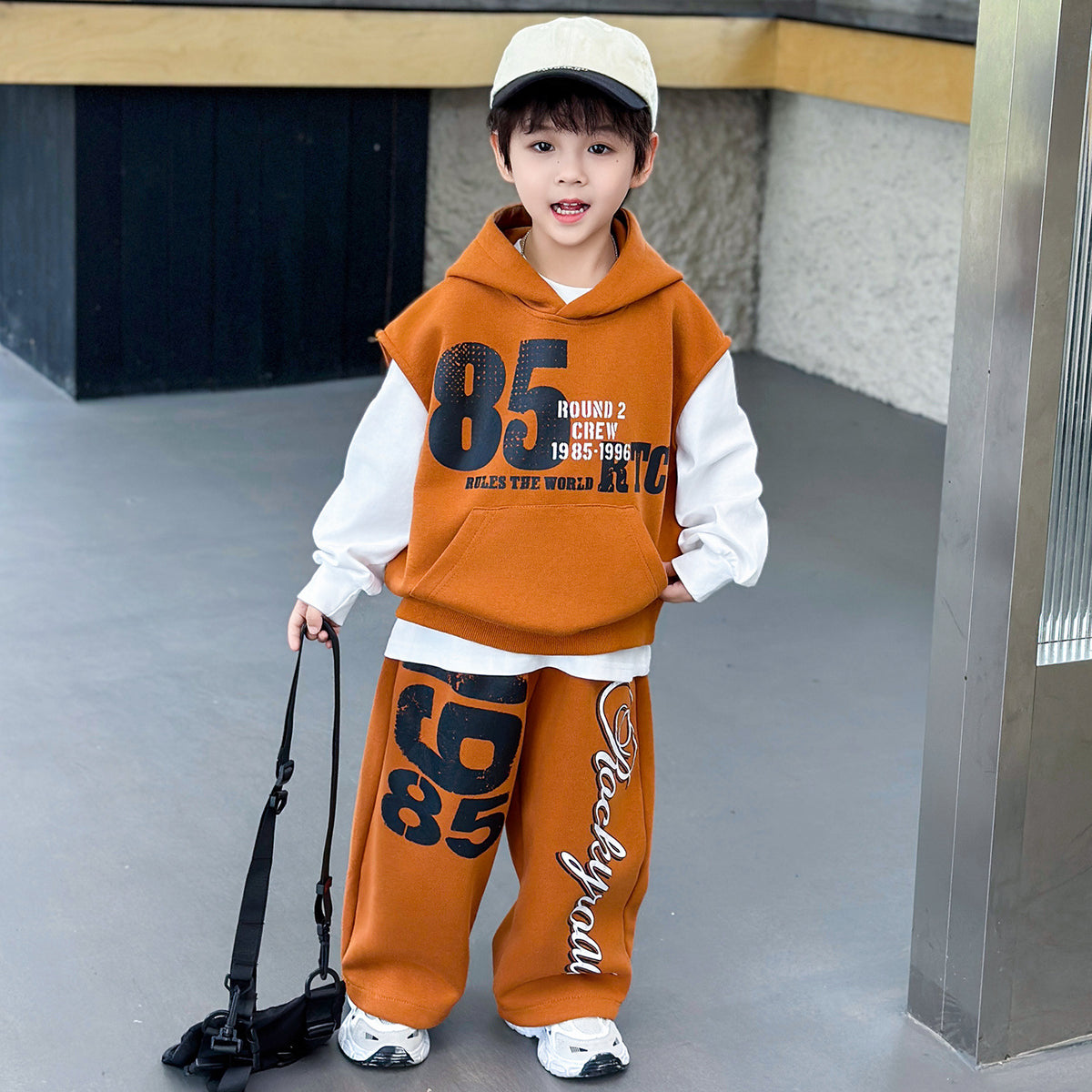 Boys'  Hooded Vest amp  Sweatshirt 3-Piece Sports Set