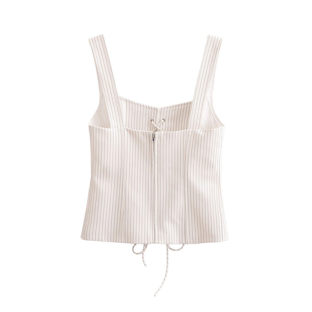 Fashionable temperament low neck sleeveless strap striped vest top
