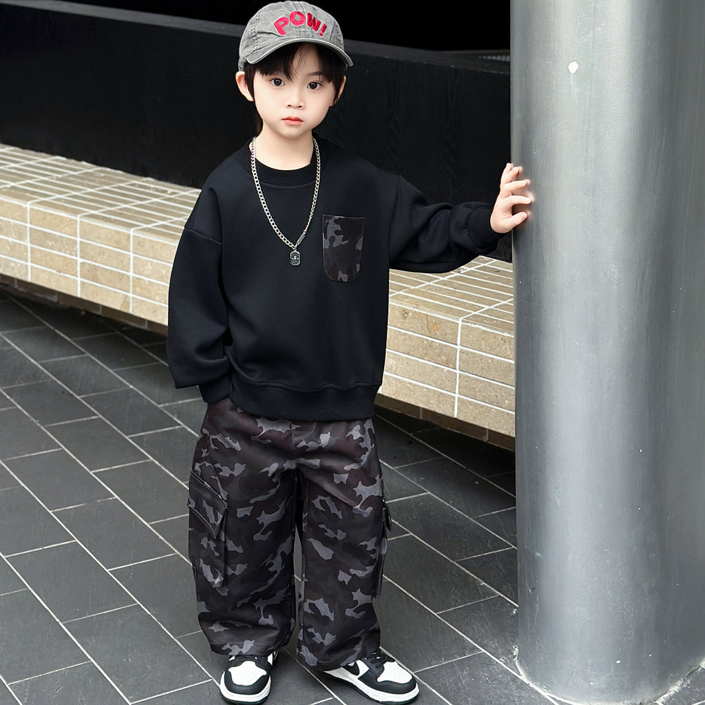 Boys Autumn Camouflage Hoodie and Pants 2-Piece Set