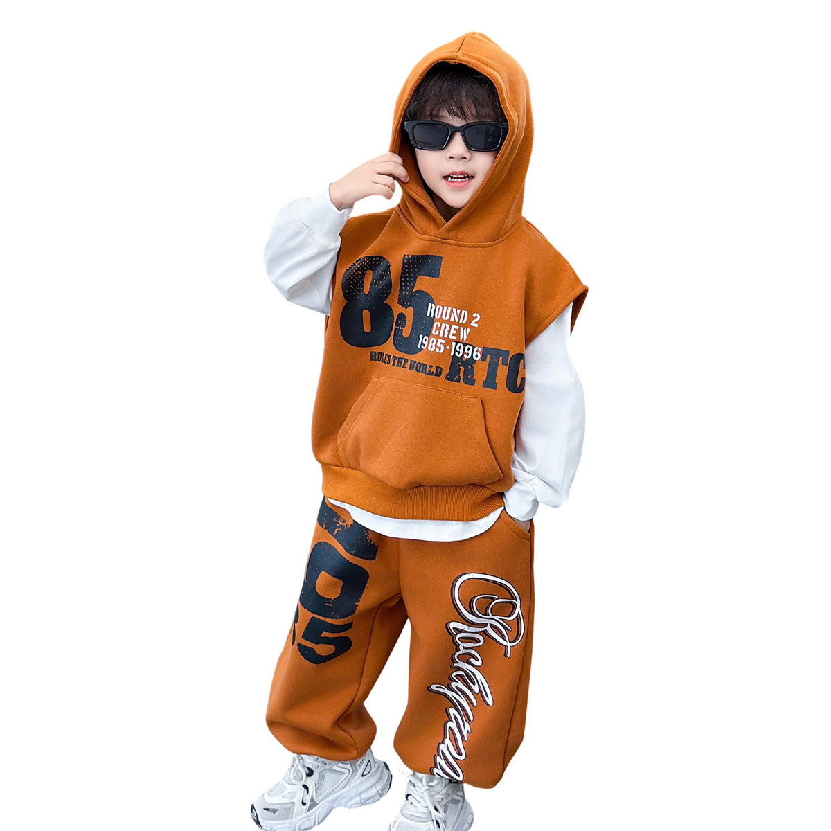 Boys'  Hooded Vest amp  Sweatshirt 3-Piece Sports Set