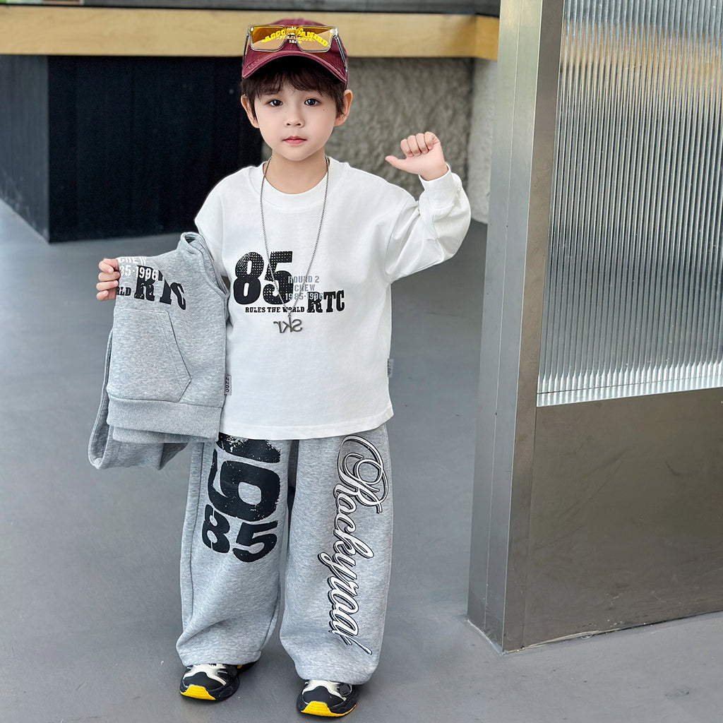 Boys'  Hooded Vest amp  Sweatshirt 3-Piece Sports Set