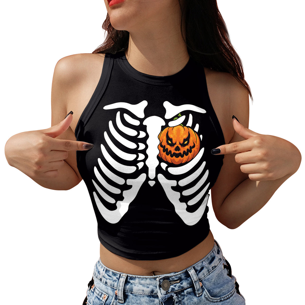Top Corto con Estampado Digital de Calavera – Verano
