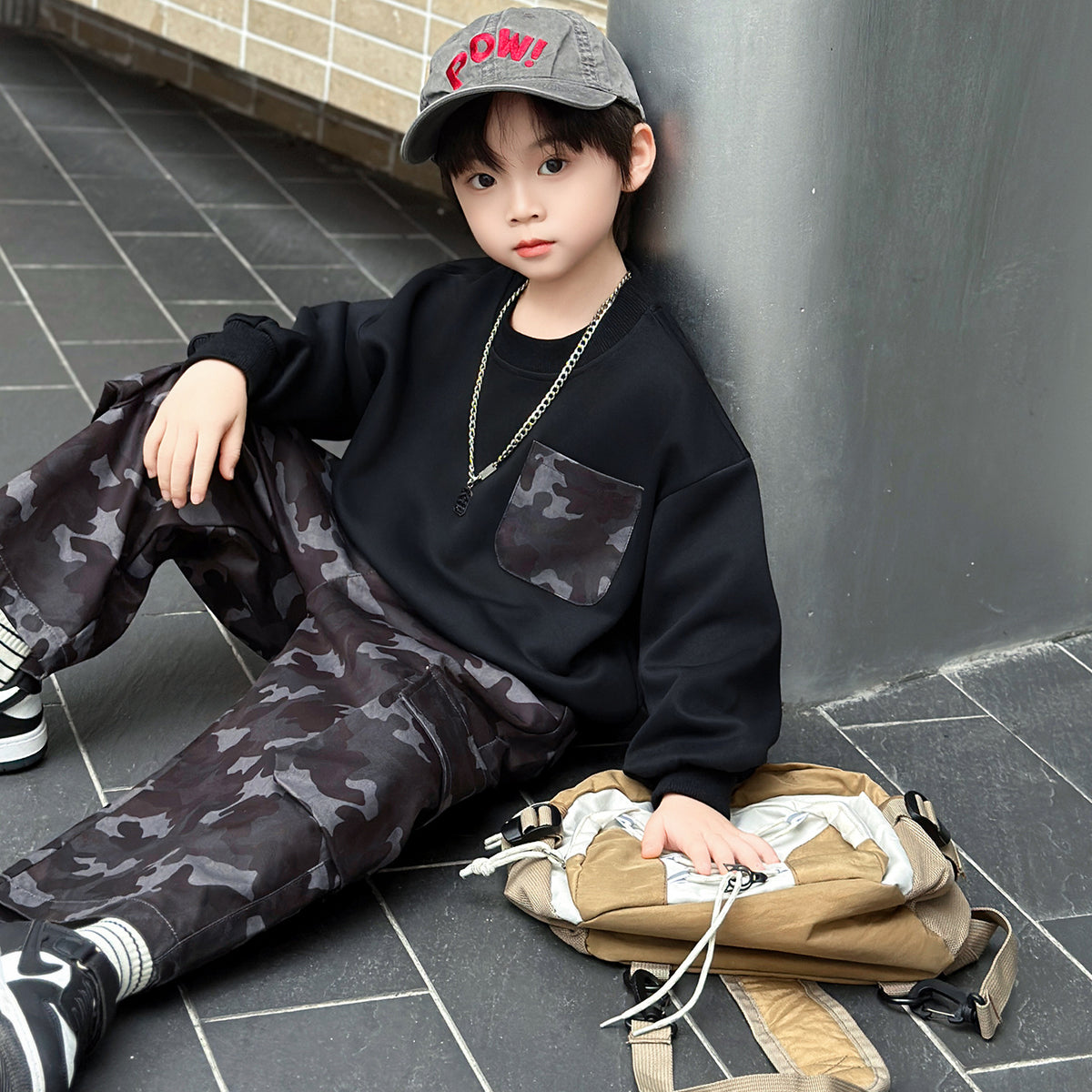Boys Autumn Camouflage Hoodie and Pants 2-Piece Set