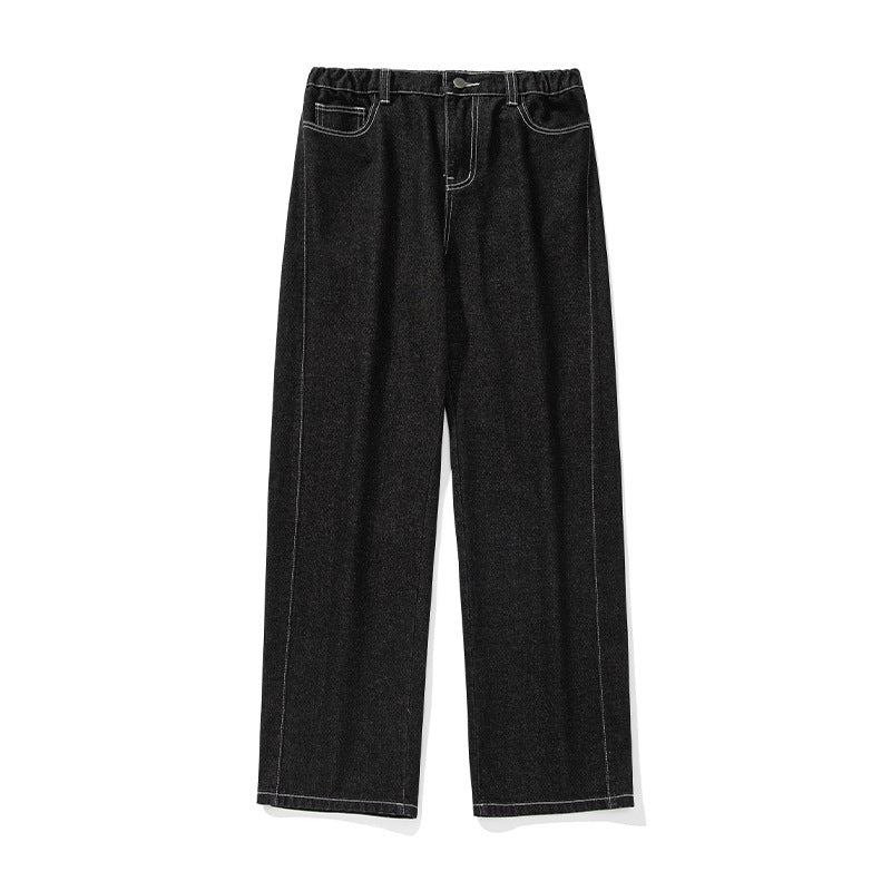 eans Vintage Hombre Pierna Recta con Costuras Decorativas y Raw Denim