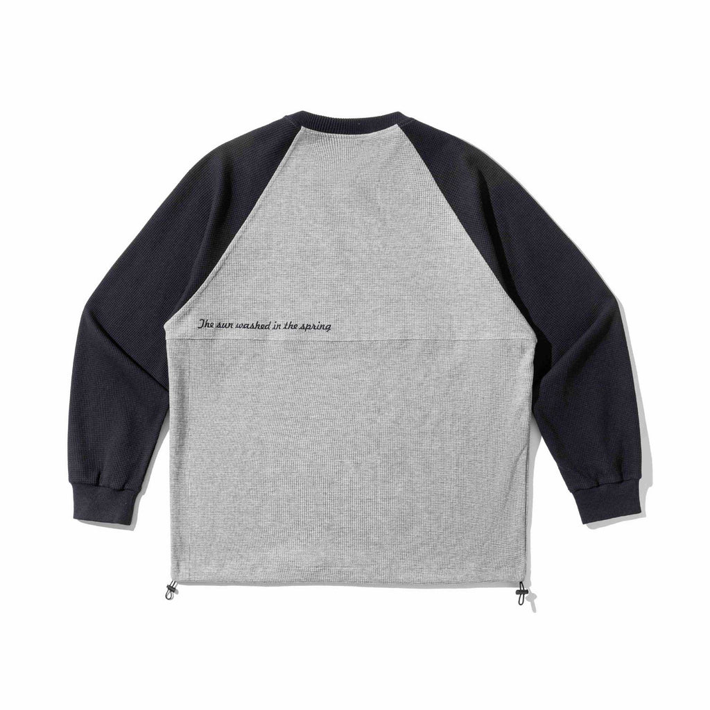 Hoodie Tejido Waffle Suelto con Bloques de Color y Hombro Drop