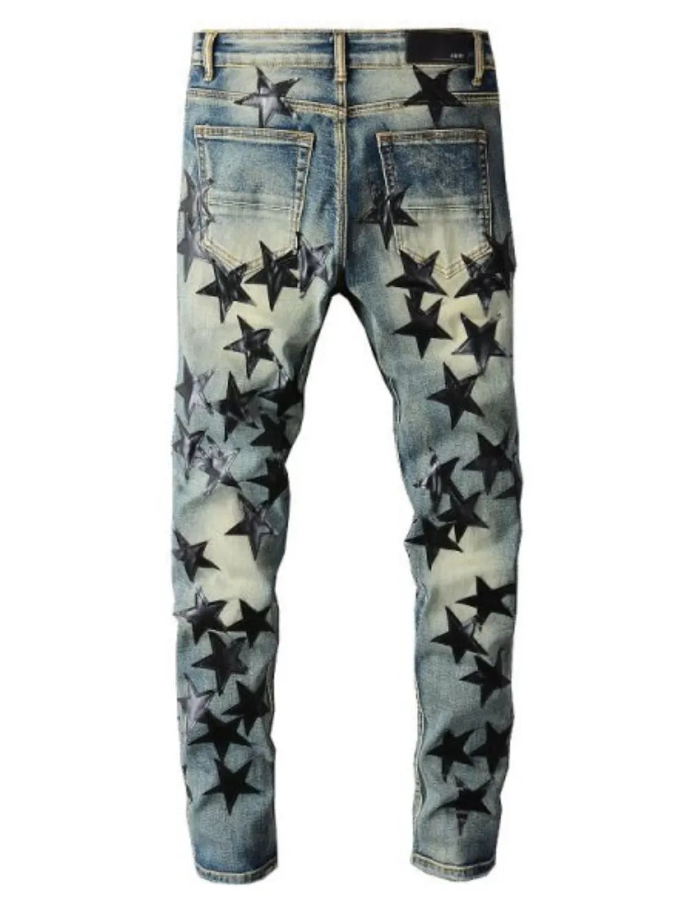 Pantalón Denim Slim Hombre – Lavado con Detalle de Estrellas