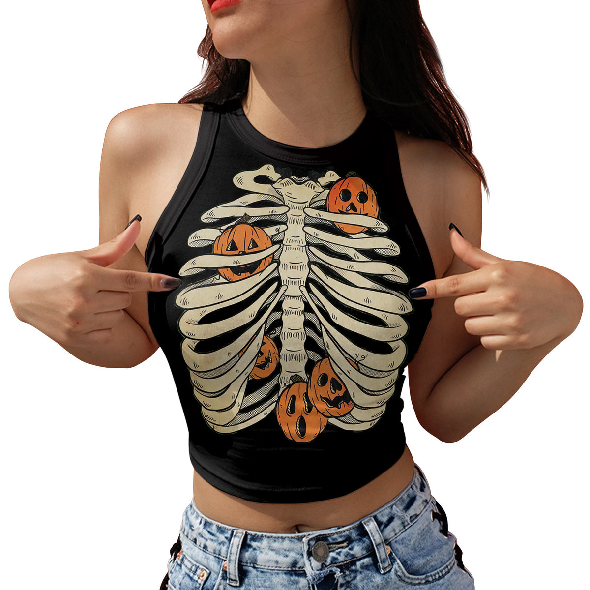 Top Corto con Estampado Digital de Calavera – Verano