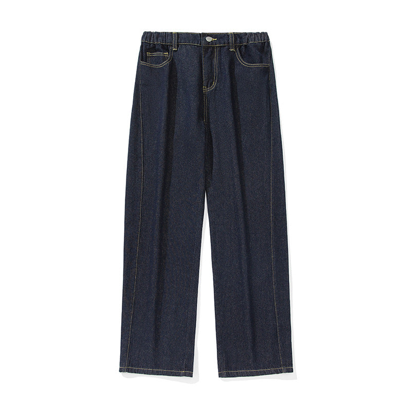eans Vintage Hombre Pierna Recta con Costuras Decorativas y Raw Denim