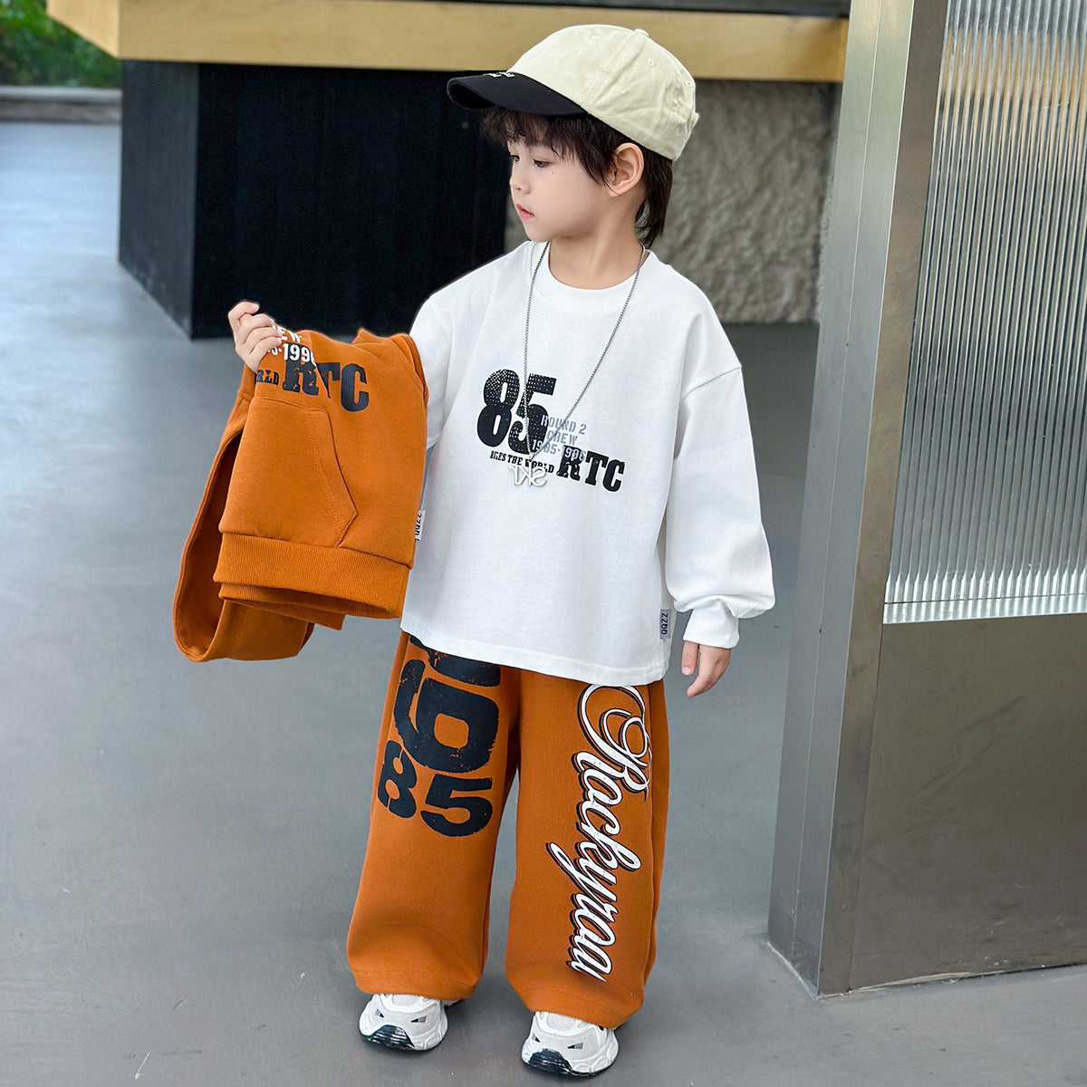 Boys'  Hooded Vest amp  Sweatshirt 3-Piece Sports Set