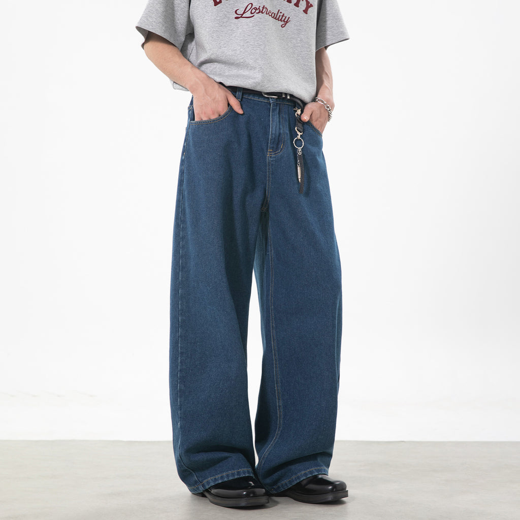 Jeans Rectos con Bloques de Color y Bordado para Hombre – Estilo Urbano Retro Jean Hombre Recto Color Block Bordado – Moda Primavera Street Style