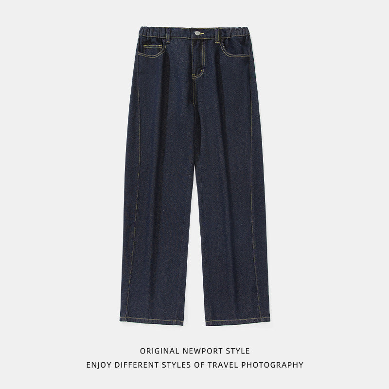 eans Vintage Hombre Pierna Recta con Costuras Decorativas y Raw Denim