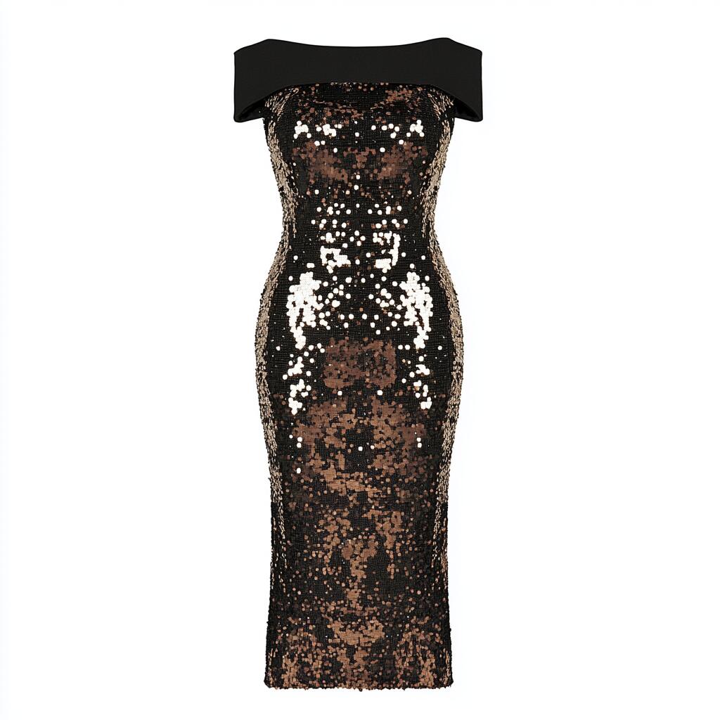 Vestido Lentejuelas Negro y Dorado